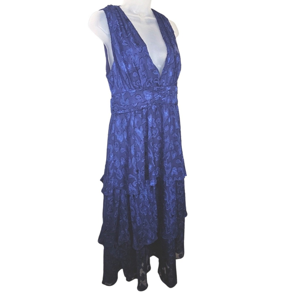 Make It Mesmerizing Navy Blue‎ Jacquard Tiered Midi Dress - READ DESC FOr SIZE